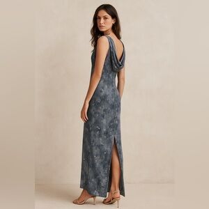 BASIX II Vintage Silk Sequin Maxi Dress | Size 8